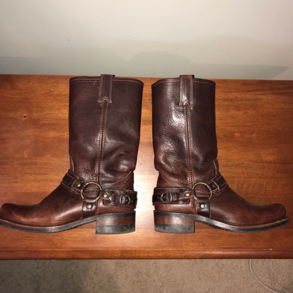 Frye Harness brown leather boots